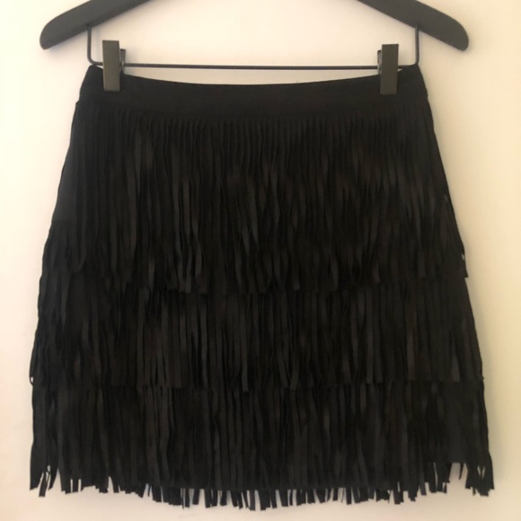 Alice + Olivia suede fringe skirt